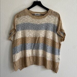 DOLLHOUSE SS See Through Oversized Sweater Neutral Striped Blue/Tan S/M